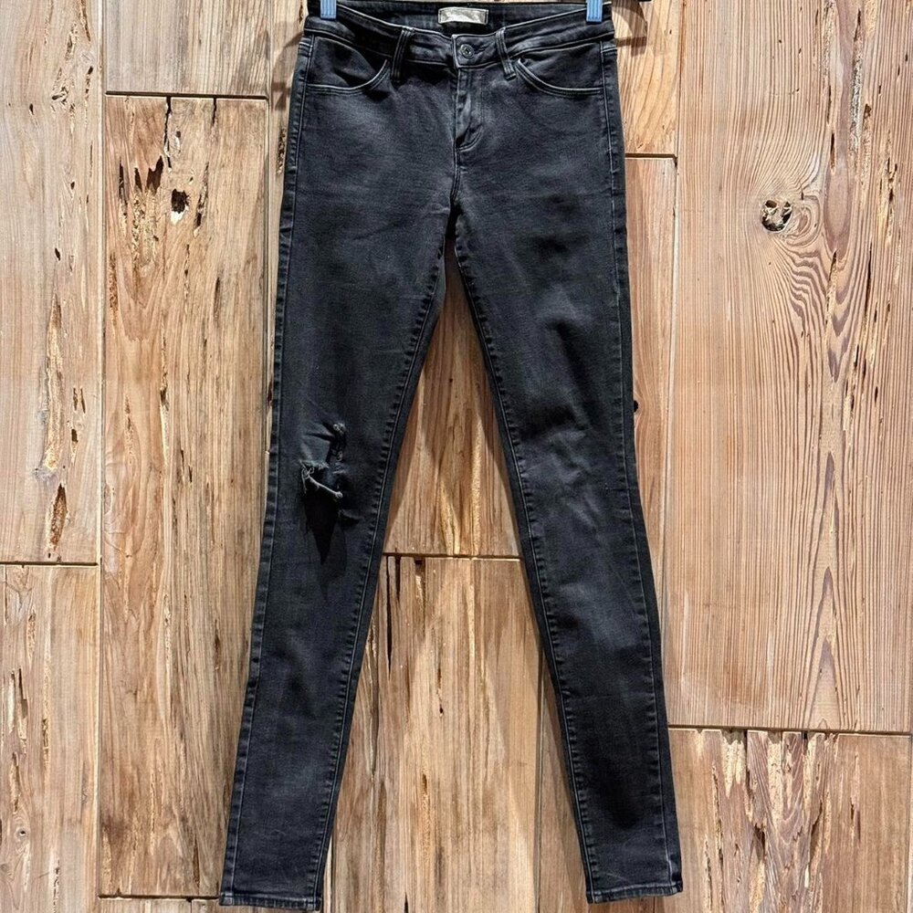 Uniqlo Womens Black Skinny Jeans 24x33 Cotton Blend Stretch Fabric